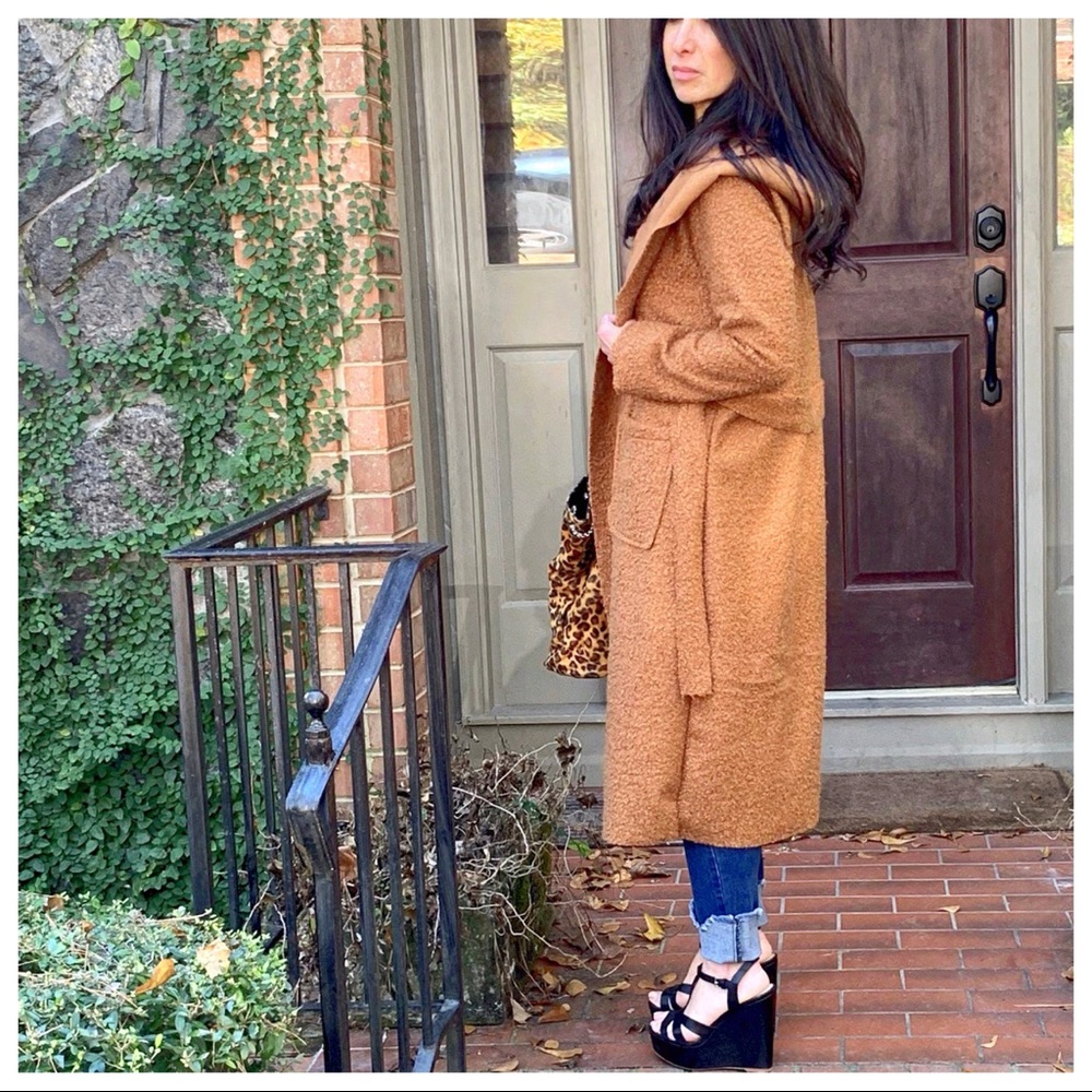 ✨MADE IN ITALY✨ Rust Chic Hooded belted coat - Picture 5 of 8